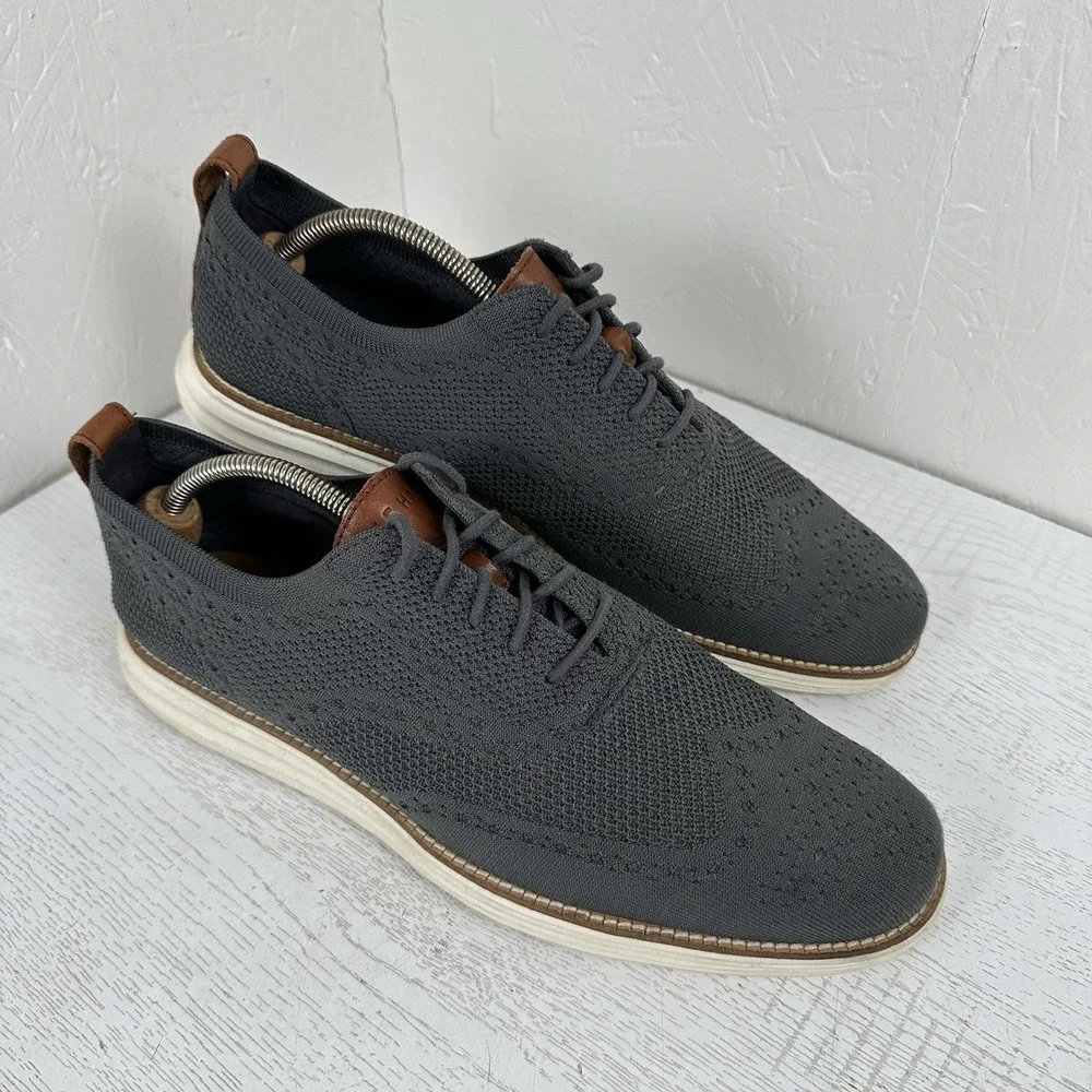 Cole Haan Men's 12‎ Stitchlite Wingtip Knit Oxford Casual Dress Shoes Gray